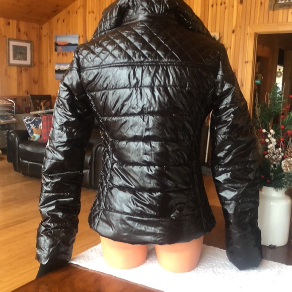 Rampage Shiny Faux Fur Puffer Jacket - Picture 6 of 12